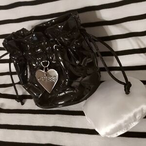 Guess Patent Leather Quilted Drawstring Bag